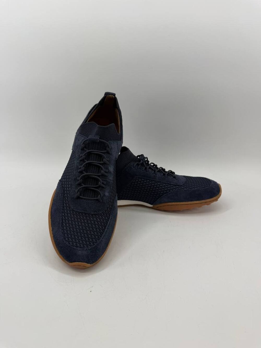 Born Women's Sneakers Blue Knit Suede Leather Lace Up Shoes US 8.5M Casual